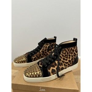 New Christian Louboutin Mens Pony Hair Spikes Orlato Flat Shoes US 12 EU 44.5/45